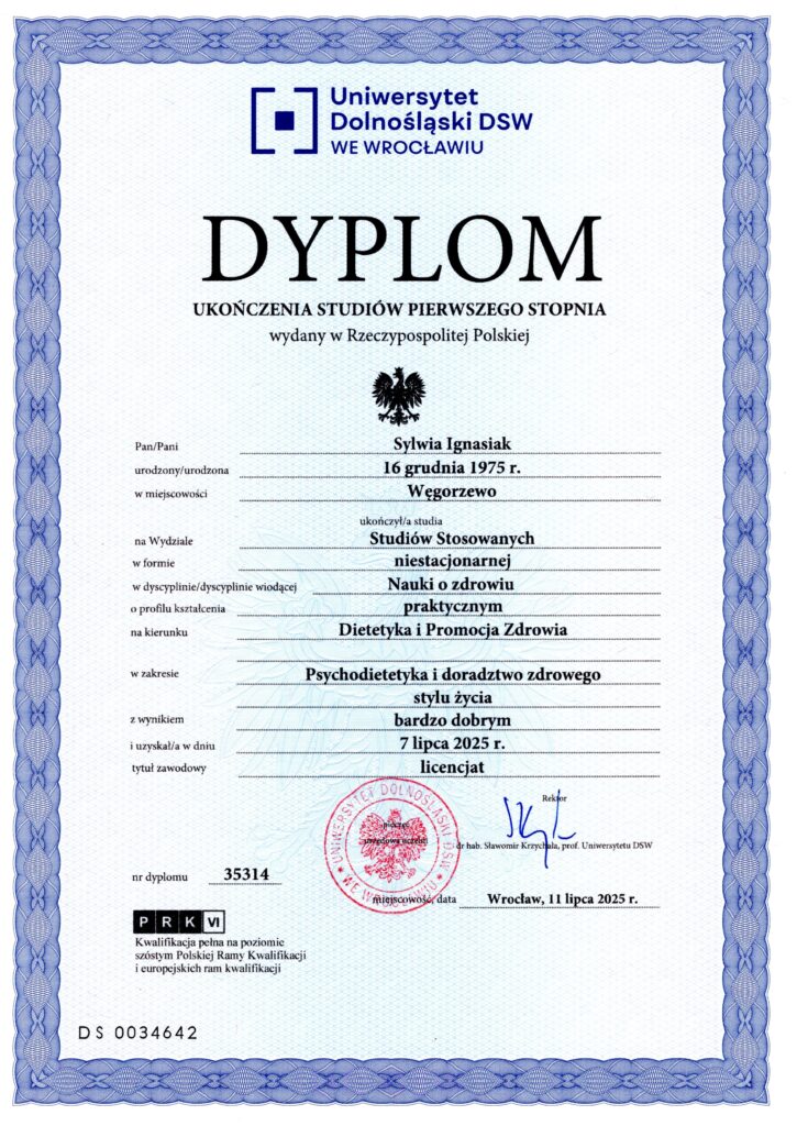 Dyplom dietetyka
